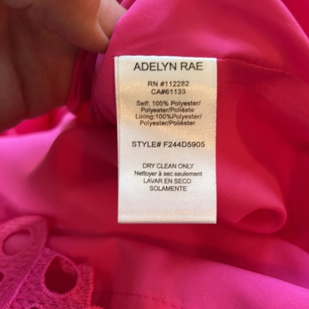 Adelyn Rae sz S pink and cream crochet spaghetti strap dress NWT